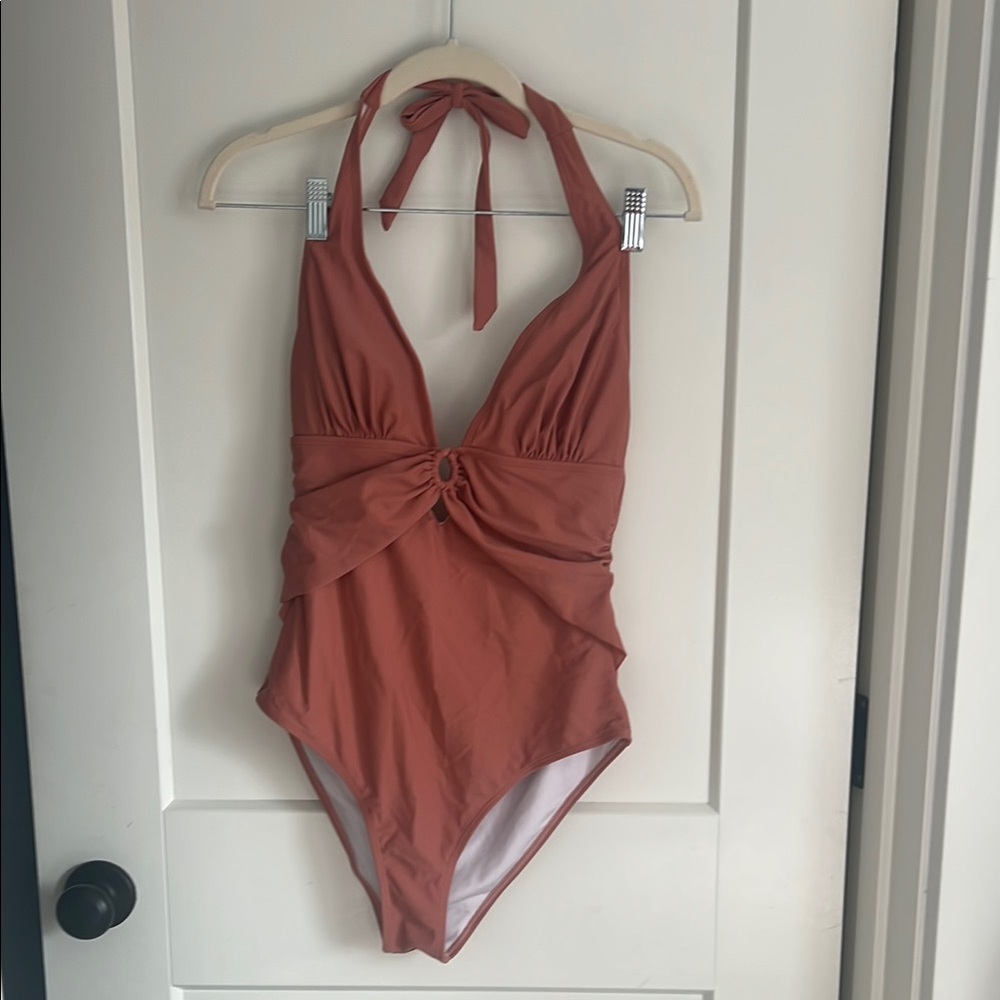 Rose Halter One-Piece Swimsuit